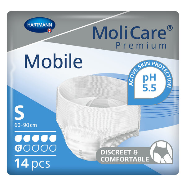 MoliCare® Premium Mobile 6D Unisex Adult Absorbent Underwear Pull On with Tear Away Seams Small Disposable Moderate Absorbency (881364_BG) 14/BG