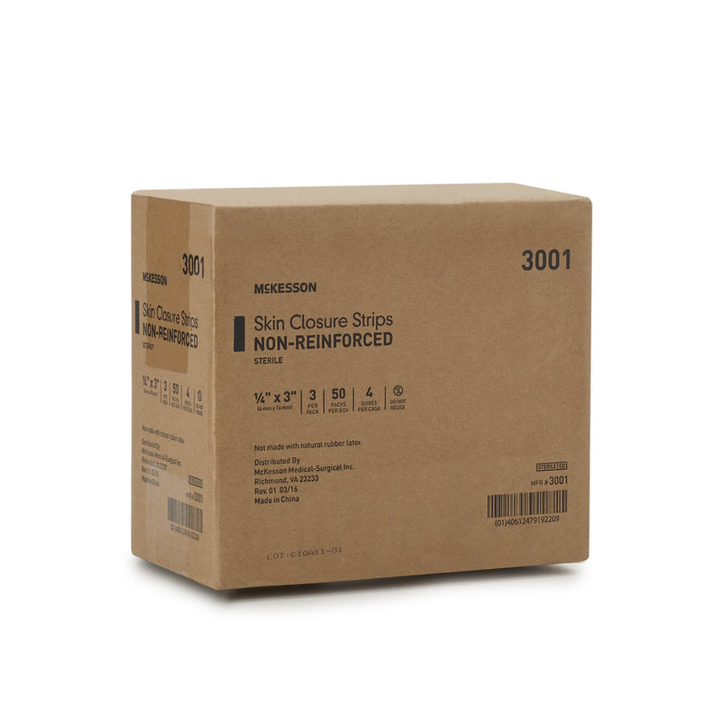 McKesson Skin Closure Strip 1/4 X 3 Inch Nonwoven Material Flexible Strip Tan (876300_CS) 200/CS