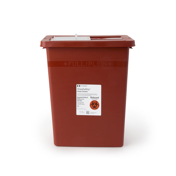 SharpSafety™ Sharps Container Red Base 17-3/4 H X 11 W X 15-1/2 D Inch Vertical Entry 8 Gallon (282321_EA) 1/EA