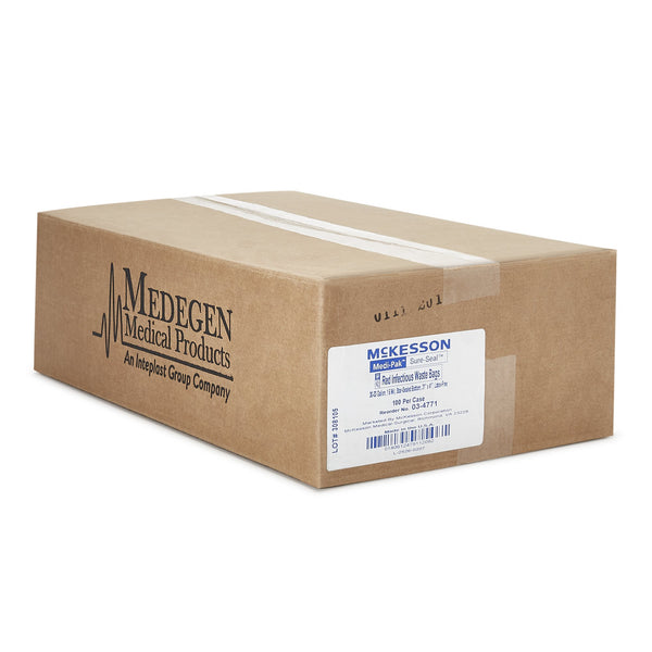 McKesson Biohazard Waste Bag Biohazard Symbol / Infectious Waste 30 to 33 gal. Red 31 X 41 Inch (178674_CS) 100/CS