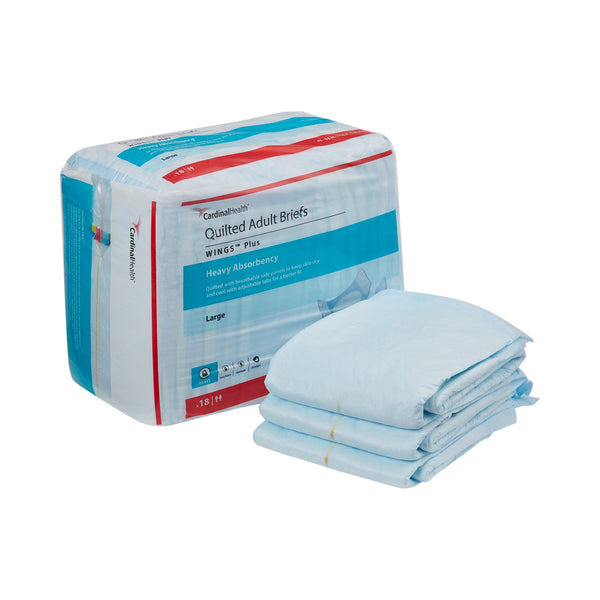 Wings™ Plus Quilted Unisex Adult Incontinence Brief Large Disposable Heavy Absorbency (864858_BG) 1/BG
