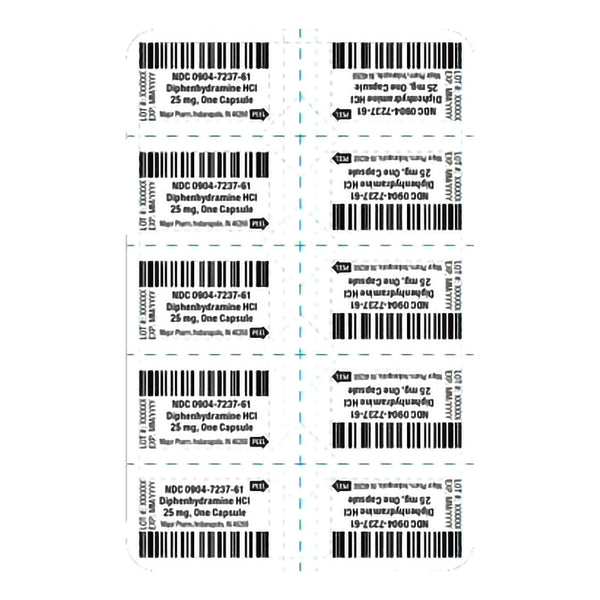 Major Pharmaceuticals Allergy Relief 25 mg Strength Capsule 100 Per Box (1224644_BX) 100/BX