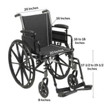 McKesson Lightweight Wheelchair Dual Axle Desk Length Arm Elevating Legrest Black Upholstery 20 Inch Seat Width Adult 300 lbs. Weight Capacity (1128897_EA) 1/EA