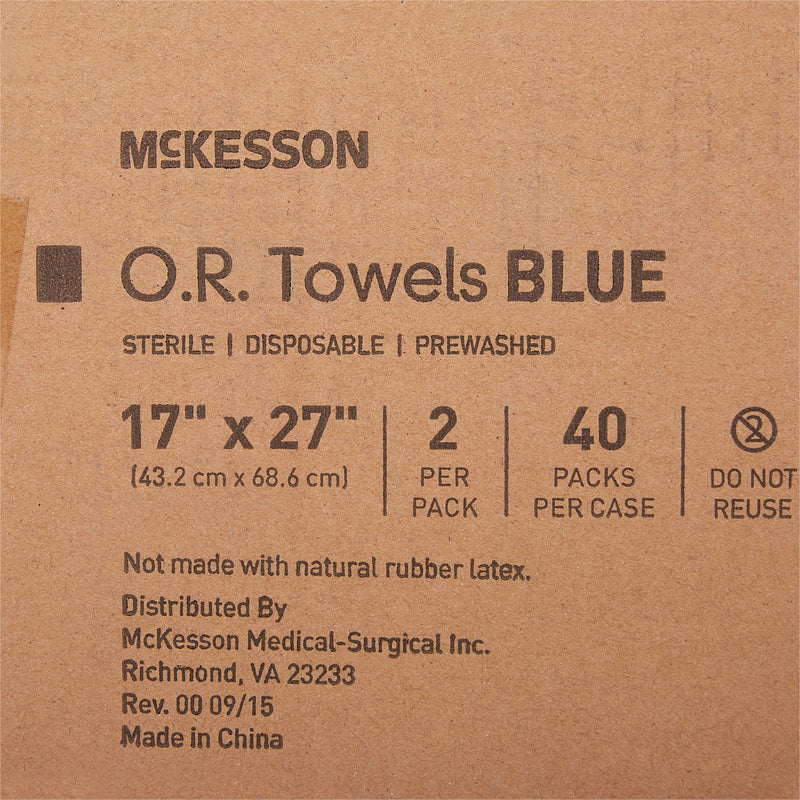 McKesson O.R. Towel 17 W X 27 L Inch Blue Sterile (277860_CS) 40/CS
