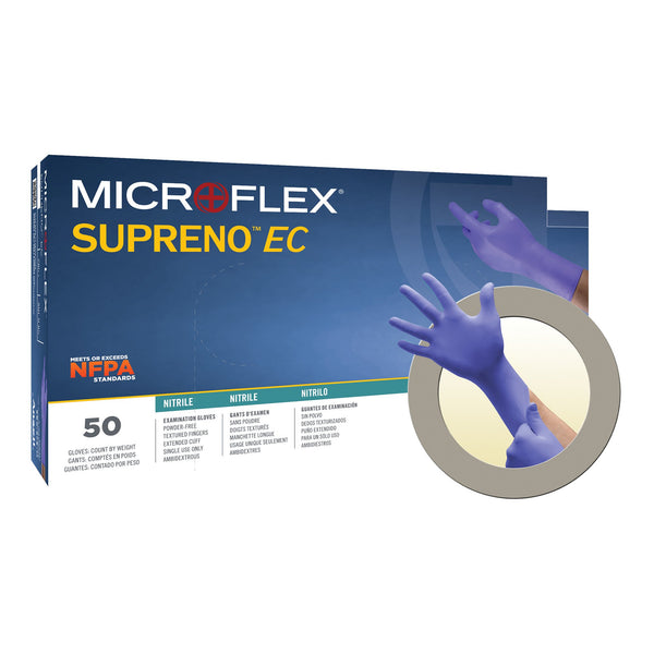 Supreno® EC Exam Glove X-Large NonSterile Nitrile Extended Cuff Length Textured Fingertips Blue Chemo Tested / Fentanyl Tested (446002_BX) 50/BX