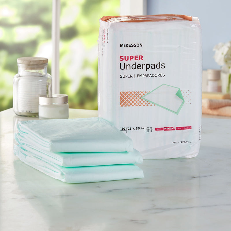 McKesson Super Disposable Underpad 23 X 36 Inch Fluff / Polymer Moderate Absorbency (724035_CS) 150/CS
