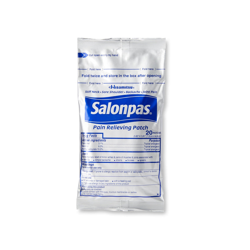 Salonpas® Topical Pain Relief 3.1% - 6% - 10% Strength Camphor / Menthol / Methyl Salicylate Patch 60 per Box (1088319_BX) 60/BX
