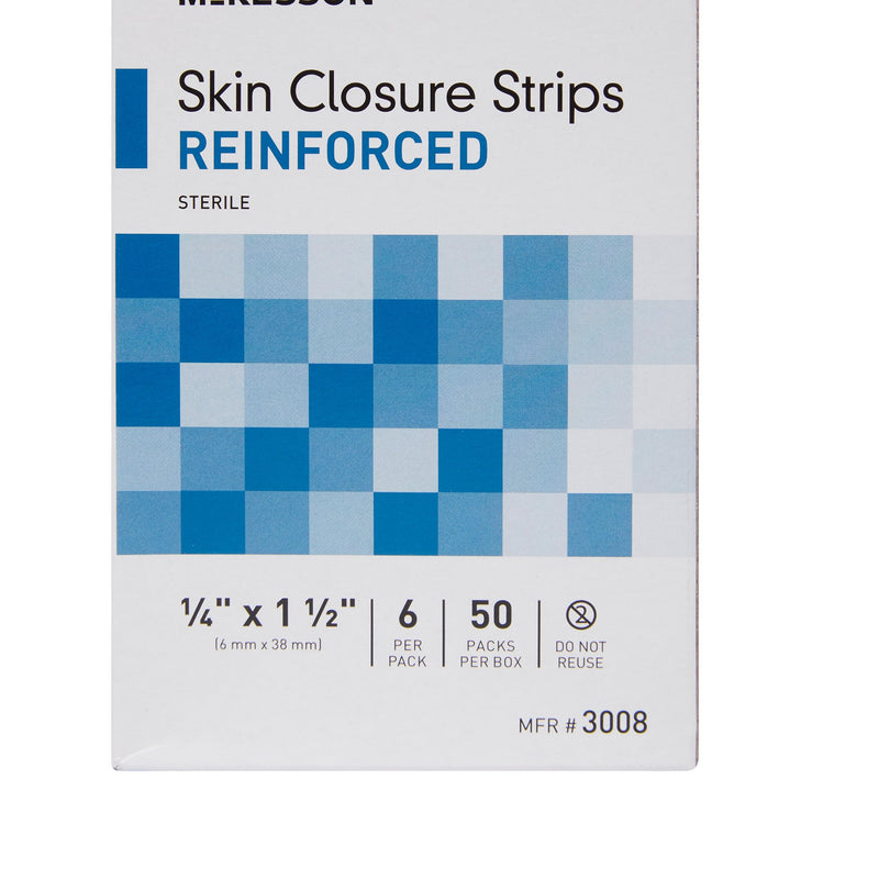 McKesson Skin Closure Strip 1/4 X 1-1/2 Inch Nonwoven Material Reinforced Strip White (876307_PK) 1/PK