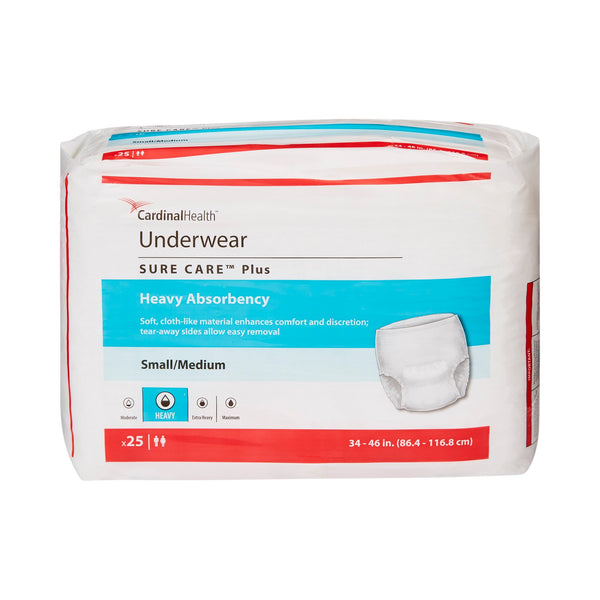 Sure Care™ Plus Unisex Adult Absorbent Underwear Pull On with Tear Away Seams Medium Disposable Heavy Absorbency (829959_CS) 100/CS