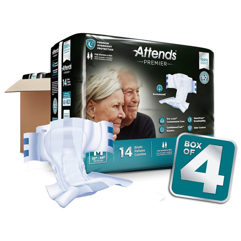 Attends® Premier Unisex Adult Incontinence Brief Medium Disposable Heavy Absorbency (1128073_BG) 14/BG