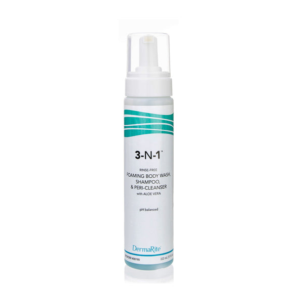 DermaRite® 3-N-1™ Rinse-Free Body Wash Foaming 7.5 oz. Pump Bottle Mild Scent (470148_EA) 1/EA