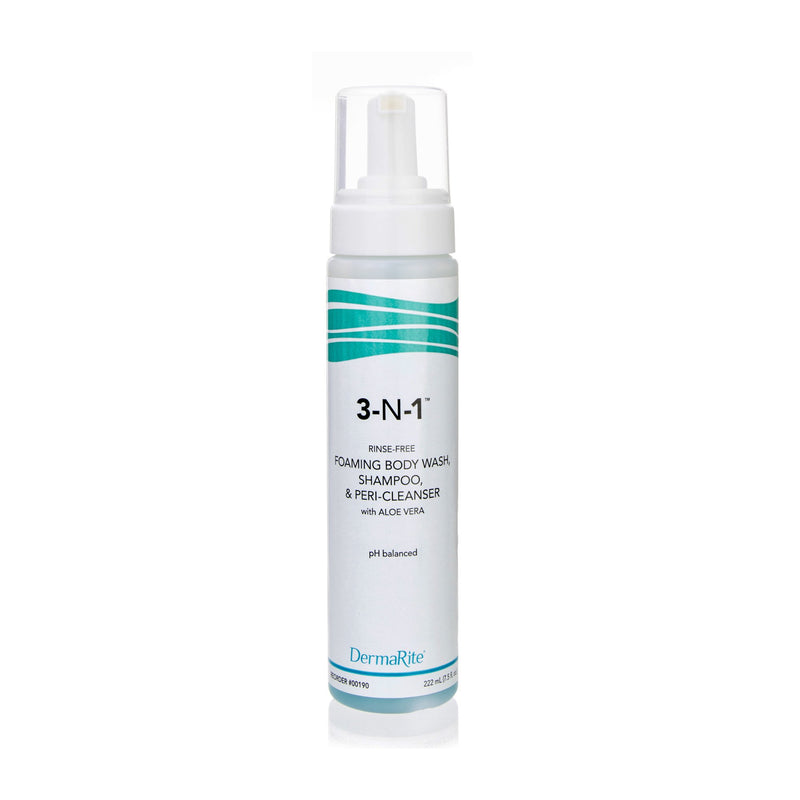 DermaRite® 3-N-1™ Rinse-Free Body Wash Foaming 7.5 oz. Pump Bottle Mild Scent (470148_EA) 1/EA