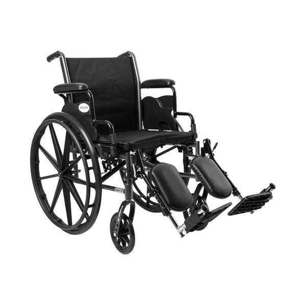 McKesson Lightweight Wheelchair Dual Axle Desk Length Arm Swing-Away Elevating Legrest Black Upholstery 18 Inch Seat Width Adult 300 lbs. Weight Capacity (1065285_EA) 1/EA