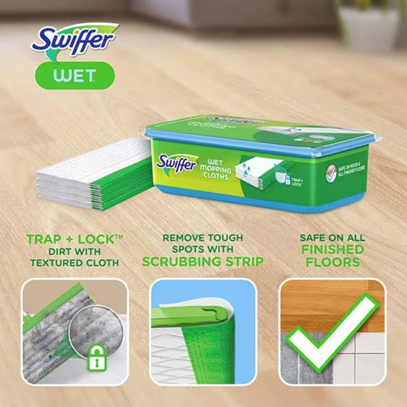 Swiffer® Wet Saturated Wet Mop Pad Bound Edge White Cloth Disposable (1260306_BX) 12/BX