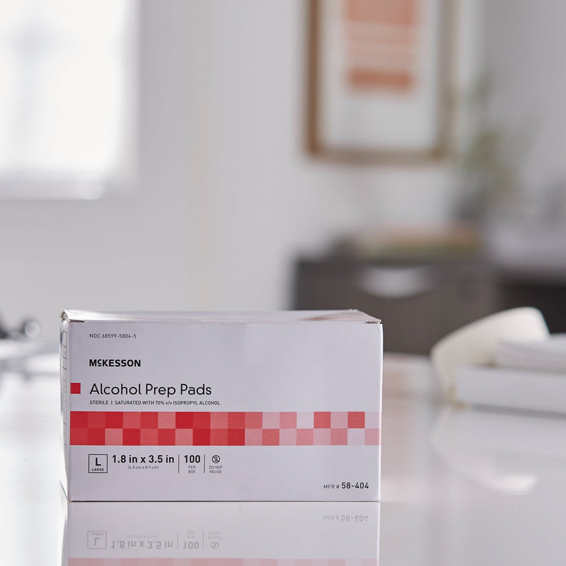 McKesson Alcohol Prep Pad 70% Strength Isopropyl Alcohol Individual Packet Large Sterile (225940_CS) 1000/CS