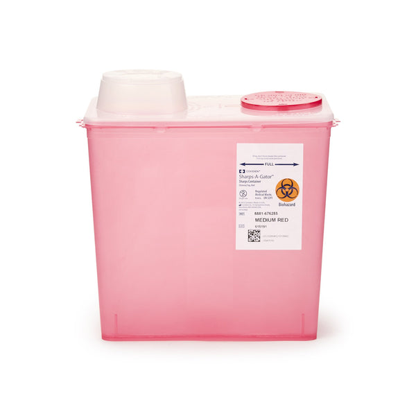 Monoject™ Sharps Container Red Base 10-9/10 H X 10-1/2 W X 6-3/4 D Inch Vertical Entry 2 Gallon (150987_CS) 20/CS