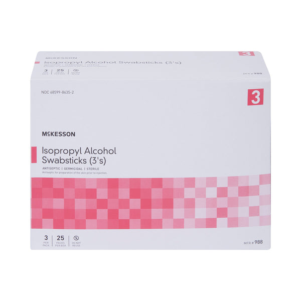 McKesson Impregnated Swabstick 70% Strength Isopropyl Alcohol Individual Packet Sterile (854754_CS) 250/CS