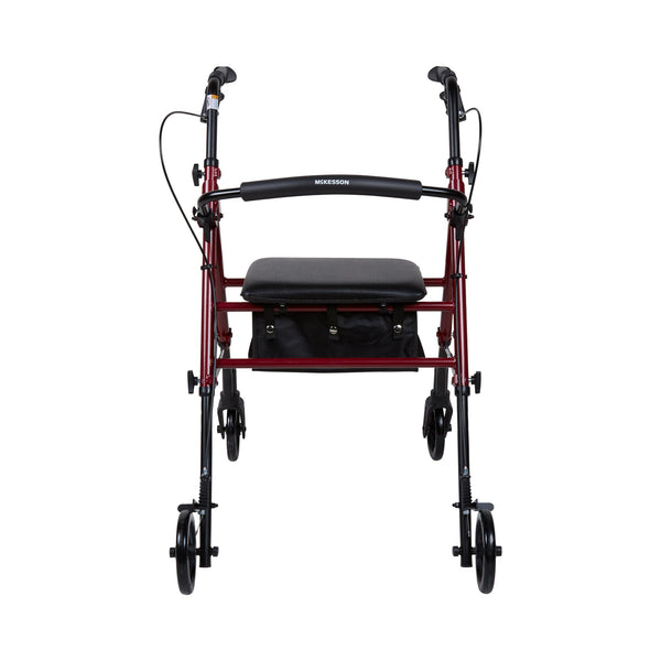 McKesson 4 Wheel Rollator Red Adjustable Height / Folding Aluminum Frame (1095248_EA) 1/EA