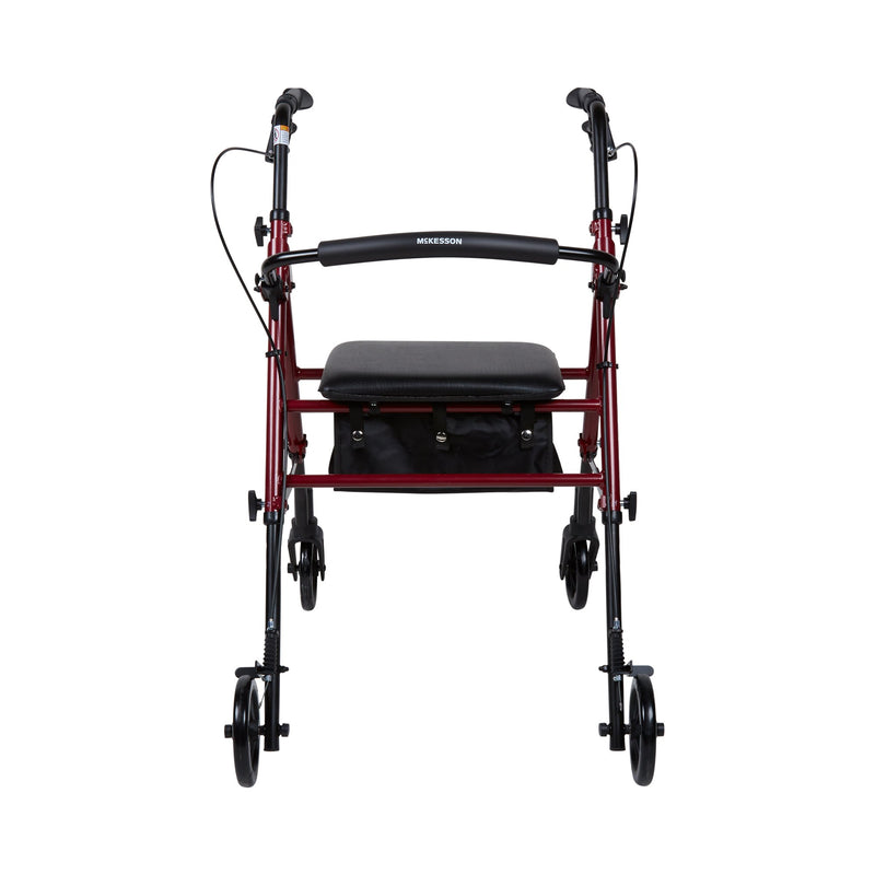 McKesson 4 Wheel Rollator Red Adjustable Height / Folding Aluminum Frame (1095248_EA) 1/EA