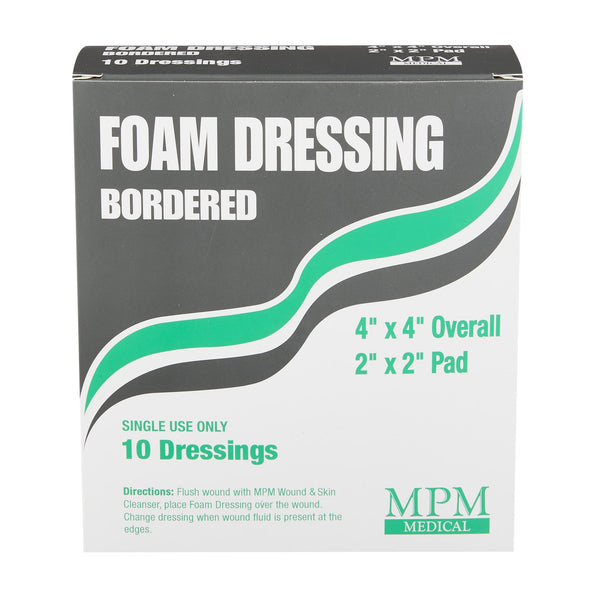 MPM Foam Dressing 4 X 4 Inch With Border Waterproof Backing Adhesive Square Sterile (1170488_EA) 1/EA