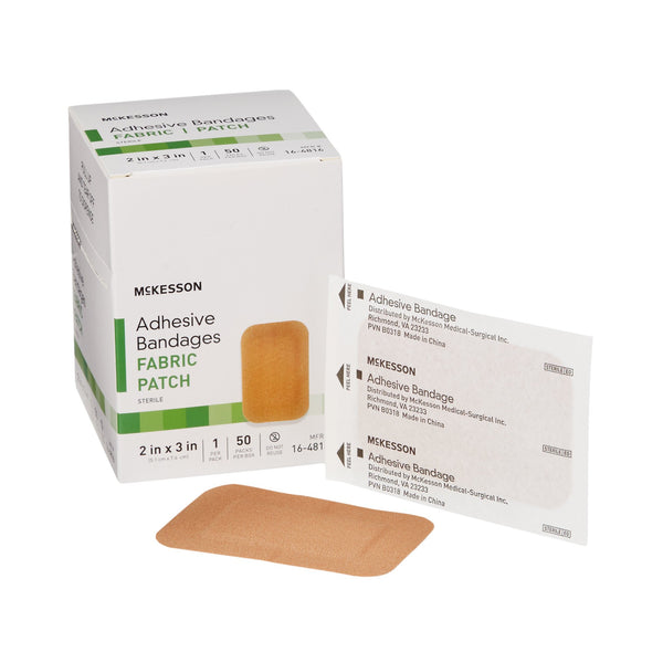 McKesson Adhesive Strip 2 X 3 Inch Fabric Rectangle Tan Sterile (466874_BX) 50/BX