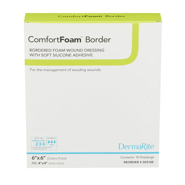 ComfortFoam™ Foam Dressing 4 X 4 Inch Without Border Film Backing Silicone Face Square Sterile (835615_EA) 1/EA