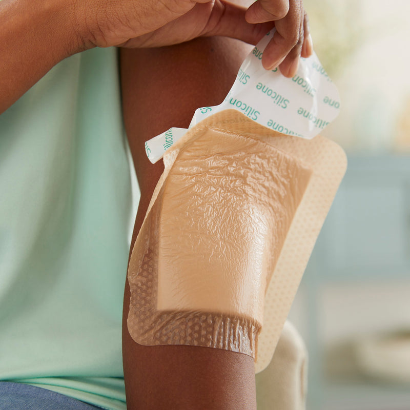 McKesson Foam Dressing 6 X 6 Inch With Border Film Backing Silicone Gel Adhesive Square Sterile (886433_CS) 200/CS