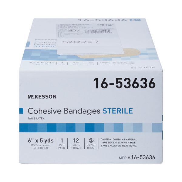 McKesson Cohesive Bandage 6 Inch X 5 Yard Self-Adherent Closure Tan Sterile Standard Compression (520557_EA) 1/EA