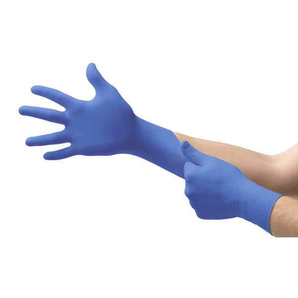 Micro-Touch® Nitrile Exam Glove Small NonSterile Nitrile Standard Cuff Length Textured Fingertips Blue Chemo Tested (703150_CS) 10/CS