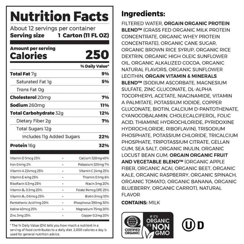 Orgain® Organic Nutritional Shake Oral Supplement Creamy Chocolate Fudge Flavor Liquid 11 oz. Carton (1039287_PK) 4/PK