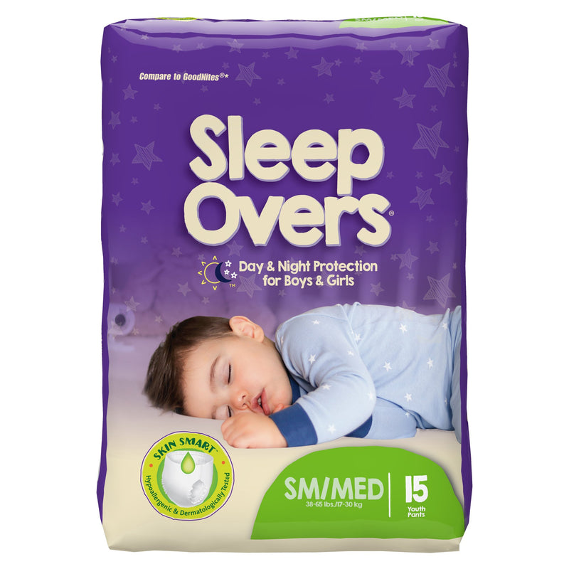 Cuties® Sleep Overs® Unisex Youth Absorbent Underwear Pull On with Tear Away Seams Small / Medium Disposable Heavy Absorbency (713142_BG) 1/BG