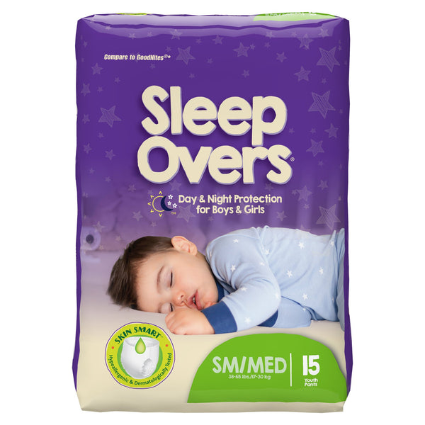 Cuties® Sleep Overs® Unisex Youth Absorbent Underwear Pull On with Tear Away Seams Small / Medium Disposable Heavy Absorbency (713142_CS) 4/CS