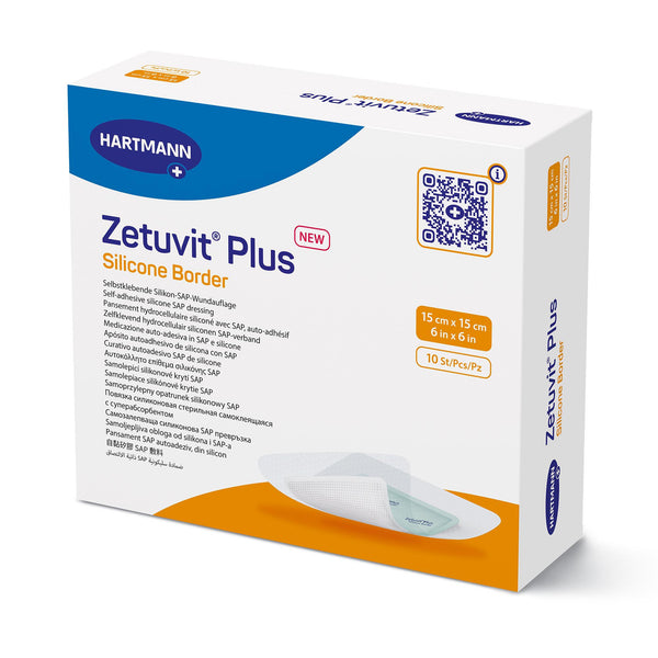 Zetuvit® Plus Silicone Border Super Absorbent Dressing Silicone Adhesive 6 X 6 Inch Square (1235831_EA) 1/EA