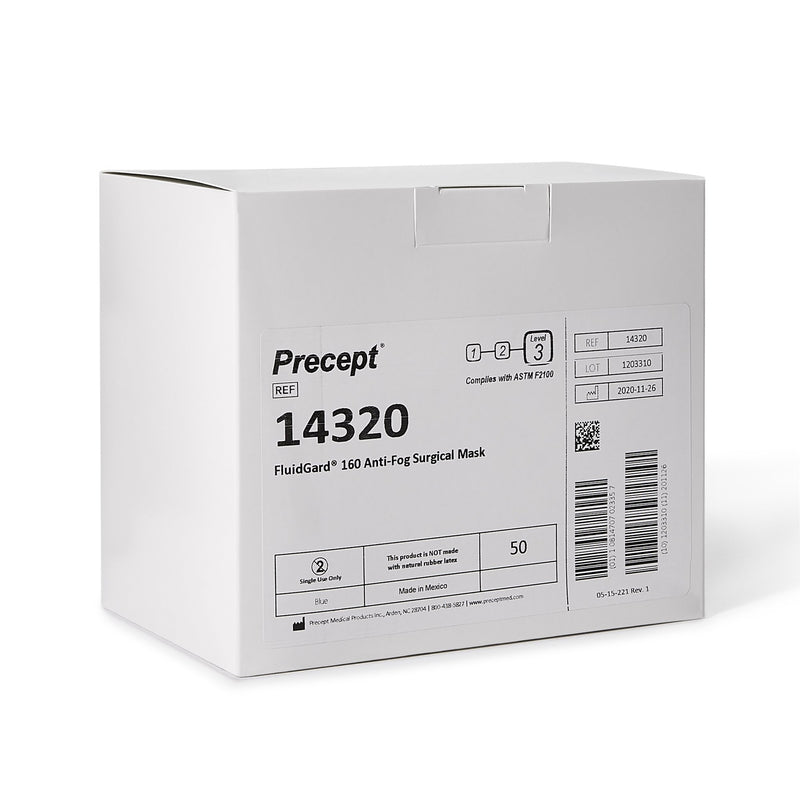 Precept® FluidGard® 160 Surgical Mask Anti-fog Foam ASTM Level 3 Tie Closure One Size Fits Most (1175042_CS) 300/CS