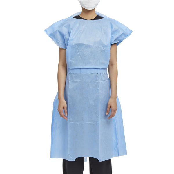Halyard Patient Exam Gown One Size Fits Most Blue Disposable (937757_CS) 100/CS