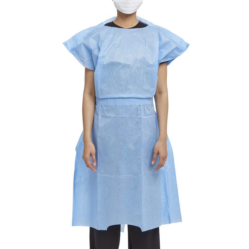 Halyard Patient Exam Gown One Size Fits Most Blue Disposable (937757_CS) 100/CS