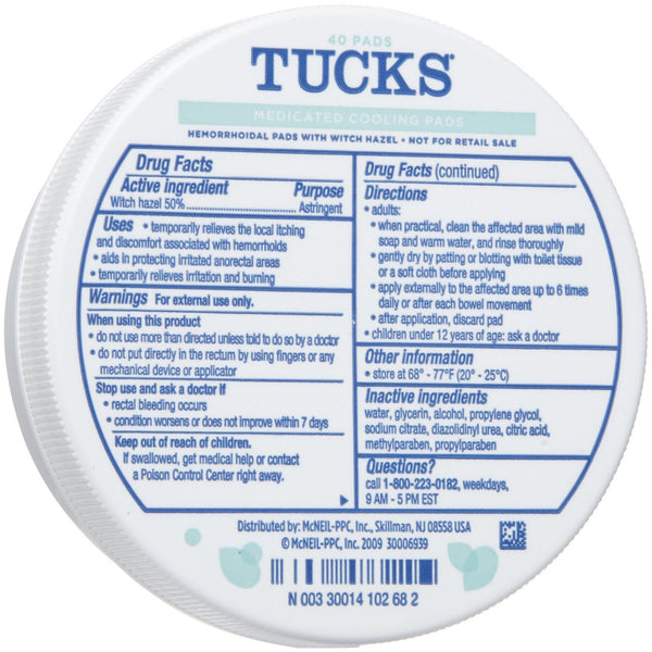 Tucks® Hemorrhoid Relief Pad 40 per Box (1161031_BX) 40/BX