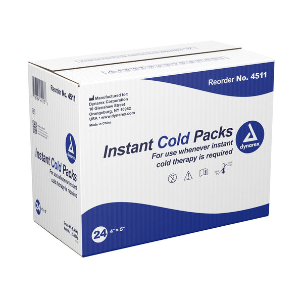 Dynarex® Instant Cold Pack General Purpose One Size Fits Most 4 X 5 Inch Plastic / Calcium Ammonium Nitrate / Water Disposable (876698_CS) 24/CS