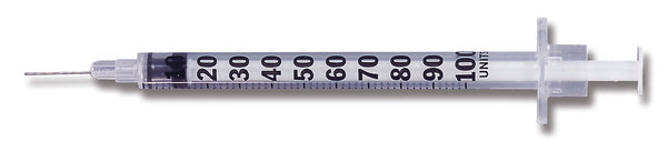 Micro-Fine™ Standard Insulin Syringe with Needle 1 mL 5/8 Inch 27 Gauge NonSafety Regular Wall (119_BX) 100/BX