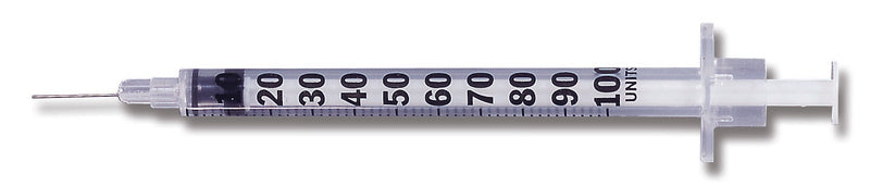 Micro-Fine™ Standard Insulin Syringe with Needle 1 mL 5/8 Inch 27 Gauge NonSafety Regular Wall (119_BX) 100/BX