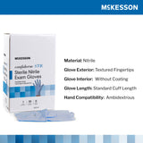 McKesson Confiderm® STR Exam Glove Large Sterile Pair Nitrile Standard Cuff Length Textured Fingertips Blue Not Rated (1065407_CS) 200/CS