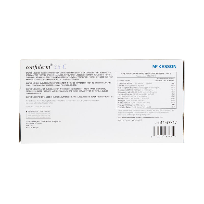 McKesson Confiderm® 3.5C Exam Glove Small NonSterile Nitrile Standard Cuff Length Textured Fingertips Blue Chemo Tested (765874_BX) 200/BX
