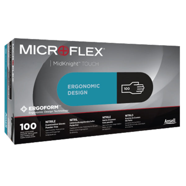 MICROFLEX® MidKnight™ Touch 93-732 Exam Glove X-Large NonSterile Nitrile Standard Cuff Length Textured Fingertips Black Not Rated (1182926_BX) 100/BX