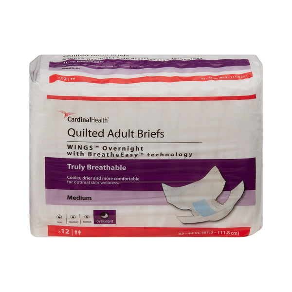 Wings™ Overnight Quilted Unisex Adult Incontinence Brief Medium Disposable Heavy Absorbency (662535_CS) 8/CS