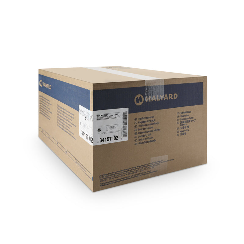 QUICK CHECK* H400 Sterilization Wrap White / Blue 45 X 45 Inch Dual Layer SMS Polypropylene Steam / EO Gas / Hydrogen Peroxide (825785_BG) 24/BG