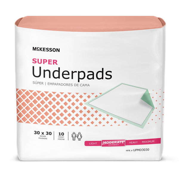 McKesson Super Disposable Underpad 30 X 30 Inch Fluff / Polymer Moderate Absorbency (724049_BG) 10/BG