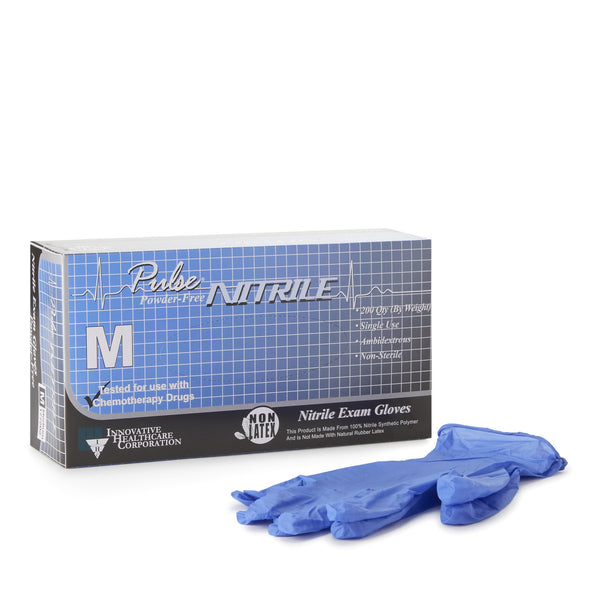 Pulse® Nitrile Exam Glove Medium NonSterile Nitrile Standard Cuff Length Textured Fingertips Aqua Blue Chemo Tested / Fentanyl Tested (764270_CS) 2000/CS