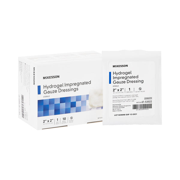 McKesson Hydrogel Wound Dressing Impregnated 2 X 2 Inch Sterile (488935_BX) 10/BX