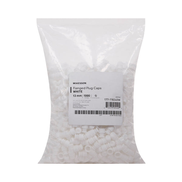 McKesson Tube Closure Polyethylene Flanged Plug Cap White 13 mm For Use with 13 mm Blood Drawing Tubes, Glass Test Tubes, Plastic Culture Tubes NonSterile (1175284_BG) 1000/BG