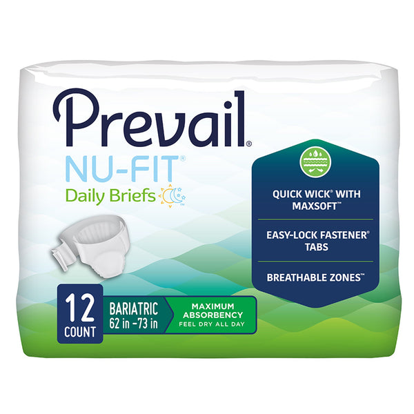 Prevail® Nu-Fit® Unisex Adult Incontinence Brief 2X-Large Disposable Heavy Absorbency (832021_BG) 12/BG